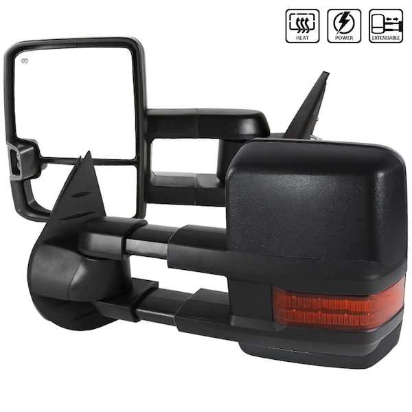 Spec-D Tuning 07-13 ChevySilverado Chrm Cvr Twng Mirrors, Pwr Htd, RMX-SIV07G3LEDHP-FS RMX-SIV07G3LEDHP-FS - main